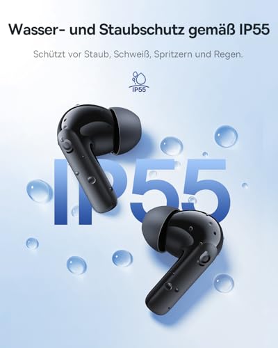 EP10 NC In Ear Kopfhörer Bluetooth Noise Cancelling, Bluetooth Kopfhörer mit -43 dB ANC, Adaptive Geräuschunterdrückung, Earbuds mit 4-Mic KI Klarer Anruf, IP55, 41H Spielzeit, Bluetooth 6.0