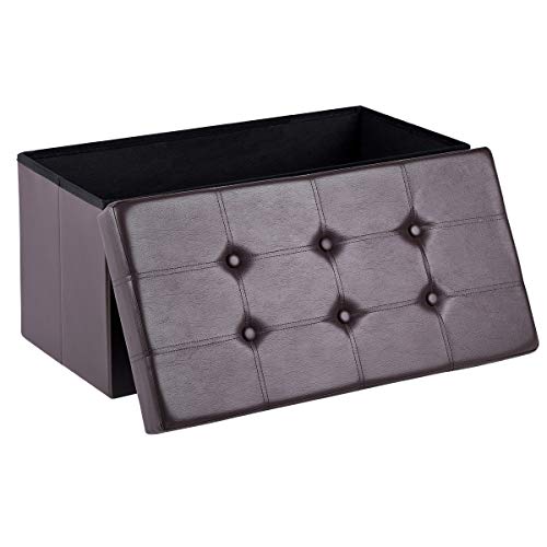 AuAg 30" Folding Storage Ottoman Bench Faux Leather Toy Box/Chest Coffee Table/Foot Rest/Storage Easy to Assemble (Brown, 30")