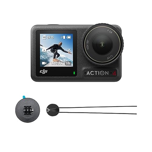 DJI Osmo Action 4 Surfing Combo - Waterproof Action Camera with Surfing Tether That Provides Camera Safety, has a 1/1.3-Inch Sensor, Stunning Low-Light Imaging, 4K/120fps, Wet Touch Screen Operation