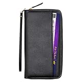 Black Travel Wallet RFID Blocking Document Organizer Bag, Family Passport Holder