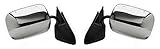 88 - 98 Chevrolet Silverado GMC Sierra Door Mirror Pair Set Manual Chrome head Black base Blazer Jimmy Suburban Tahoe Yukon Driver and Passenger