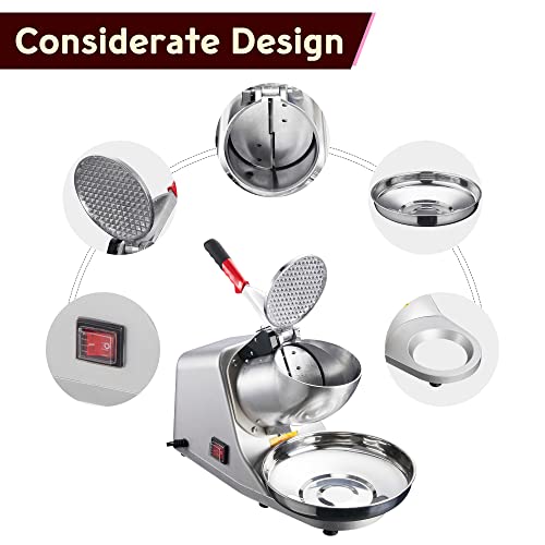 300W Electric Ice Shaver Machine Dual Blades Snow Cone Maker Shaving Crusher 143 lbs/hr