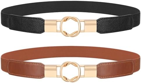 JASGOOD 2 Pack Women Stretchy Waist Belt Retro Elastic  display picture 1