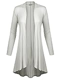 BIADANI Women Long Sleeve Classic Lightweight Open Front Jersey Cardigan Ivory XX-Large