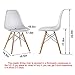 Mid Century Modern Style White armless PP Plastic Chair Set of 2 Side Chair with Beech Wood Leg for Kitchen, Office，Dining, Coffee Shop,Living Room to Easy Assemble and Clean(White【PP 2pcs】)