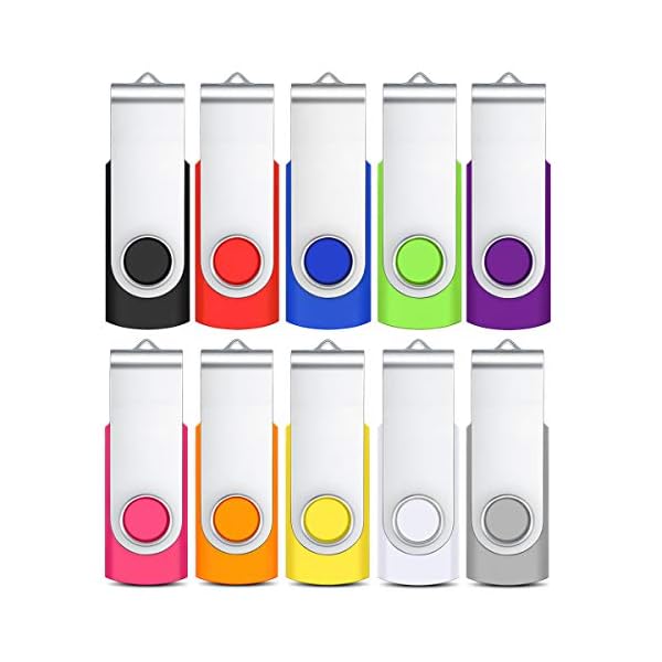 HOFOUND 10er Pack 4GB USB Stick , USB 2.0 Data Stick mit USB Stick Tasche Rotating Foldable Speicherstick USB 4GB Memory…