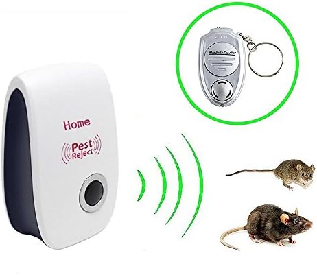Pest Repeller Ultrasonic- Repels Mice, Rats, Roaches, Spiders, &amp; Other Insects - Home Pest Control Solution, with a Ultrasonic Mosquito &amp; Bug Repellent Keychain