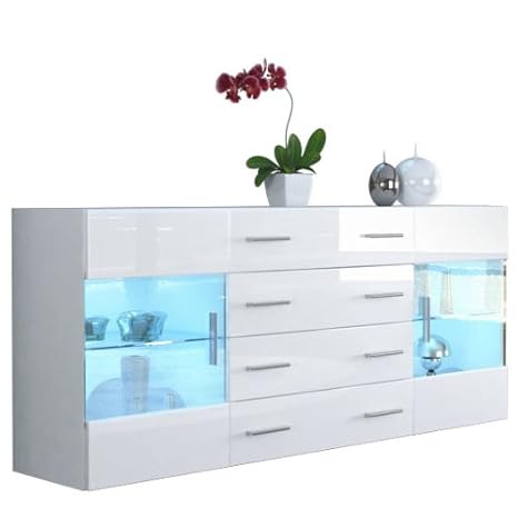 Vladon Sideboard Chest Drawers Bari V2 Carcass In White Matt