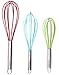 Silicone Whisk Set of 3 - wire whisk for Cooking Non-Scratch - whisks for cooking - Hand Whisk - whisker tool - wisking tool stainless
