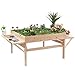 Giantex Garden Raised Bed Wood Flower Elevated Gardening Planter w/ 2 Side Platforms Plant Workstation