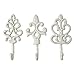 Shabby Chic Decorative Wall Hooks - Set of 3 - Cast Iron French Country Wall Decor - Farmhouse Hangers for Coats, Purses and More - Pure White