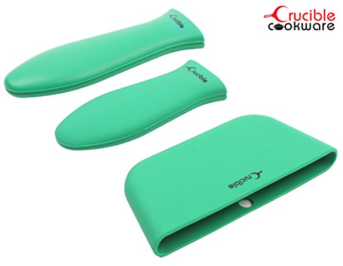 Silicone Hot Handle Pot Holder Mixed Set of 3 For Cast Iron Skillets, Mini Handle, Assist Handle , Handle Cover - Green - Thumbnail 5
