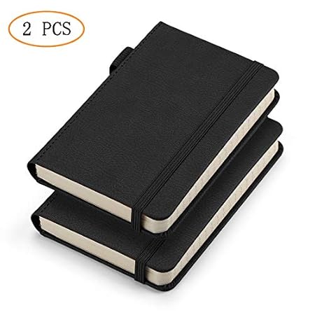 RETTACY Pocket Notebook with Pen Holder 3.5" x 5.5" Mini Hardcover Notebook with Pocket Bookmark and Elastic Closure 100gsm Thick Paper Total 312 Pages with Page Numbering