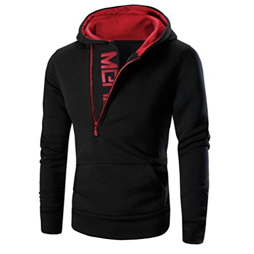 Hattfart Men's Winter Clothes, New Men's Casual Hooded Sweatshirt Tops Jacket (Black, XXL)