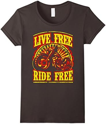 Womens Live Free Ride Free Motorcycle Rider Retro Biker T Shirt XL Asphalt