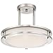 6400900 Lauderdale 11-7/8-Inch Dimmable LED Indoor Semi-Flush Mount Ceiling Fixture, Brushed Nickel Finish with White Acrylic Shade