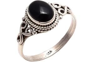 AVICRAFTS Black Onyx Stone Ring 925 Sterling Silver Statement Ring For Women Handmade Rings Gemstone Christmas Promise Ring Gift For Her