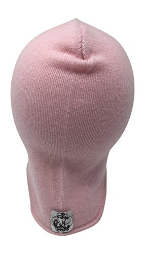 100% Cashmere Baby Hat For Boys & Girls Super Soft Light Weight Premium Knitted Headwear Balaclava Windproof Face And Ear Cover With Gift Bag (Pink)