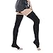 DOTASI 23-32mmhg Compression Thigh High Open-Toe Socks Graduated Support Prevent Varicose Veins Stocking Silicone Anti-Slip (Black-XXL)