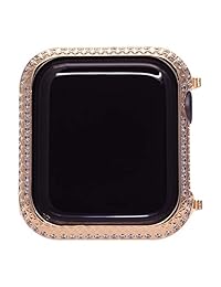 Callancity Rhinestone Cristal Diamante Joyería Bisel de metal Cubierta de la caja Compatible Apple Watch Serie 4 Cristales blancos para hombres   mujeres, 44 mm