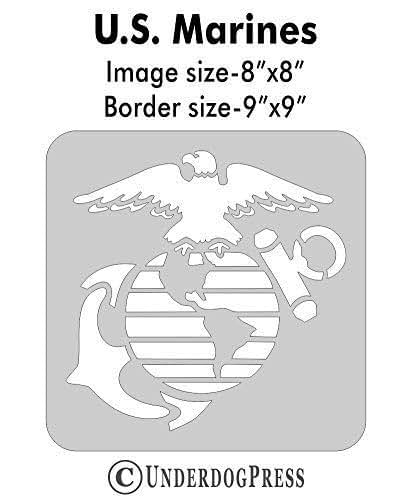 Amazon.com: Stencil - U.S. Marines, Image Size 8x8 on 9x9 Border ...