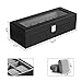 SONGMICS 6 Slots Wooden Watch Box, Watch Case Glass Lid, Watch Holder Removable Watch Pillows, Watch Display Velvet Lining, Metal Clasp, Black UJOW06BK