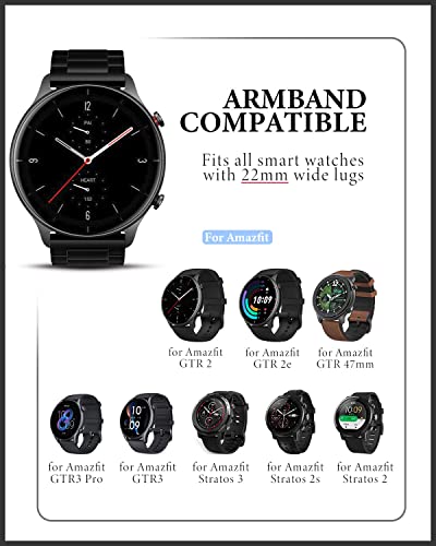 YABZOZ Band Compatible with Amazfit GTR 2 / GTR 2e / Stratos 3 / GTR 47mm / GTR 3 / GTR3 Pro Metall 22mm Strap