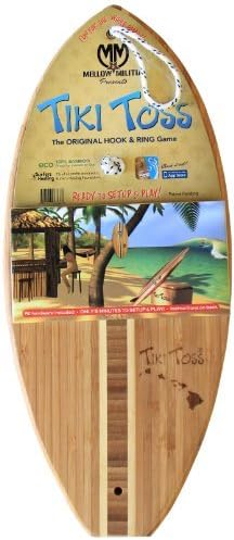Hook And Ring Toss Game - 100% Bamboo Party Game For Indoor or Outdoor Family Fun - Tiki Toss Hawaiian Island Edition (All Parts Included) by Tiki Toss