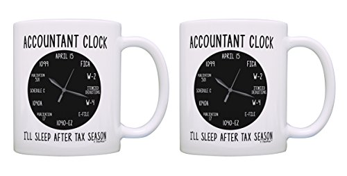 Accountant Gifts Accountant Clock CPA Gifts for Women Bookkeeper Gift for Men 2 Pack Gift Coffee Mugs Tea Cups White