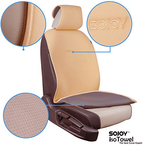 Sojoy Universal Four Season Fashionable Car Seat Cushion Cover for Front of 2 Seats (Cream)