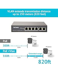 LaView   Interruptor PoE de 5 puertos Ethernet no gestionado, 4 puertos PoE+, 1 Uplink 60 W, 15 W 30 W por dispositivo, enchufar y usar IEEE 802.3af at, metal resistente, sin ventilador