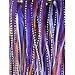 Feather Hair Extension – Purple Remix With Brown Feathers, All Bonded Together at the Tip, Ranging From 8 to 12 Inches in Length, With a Total of 5 Feathers