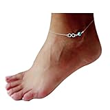 Zealmer Good Luck Infinite Anklet Bracelet Blue Bead Foot Chain Jewerly