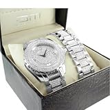 Diamond & Co Men's Iced Out Analog Japan Quartz White Watch & Bracelet Set