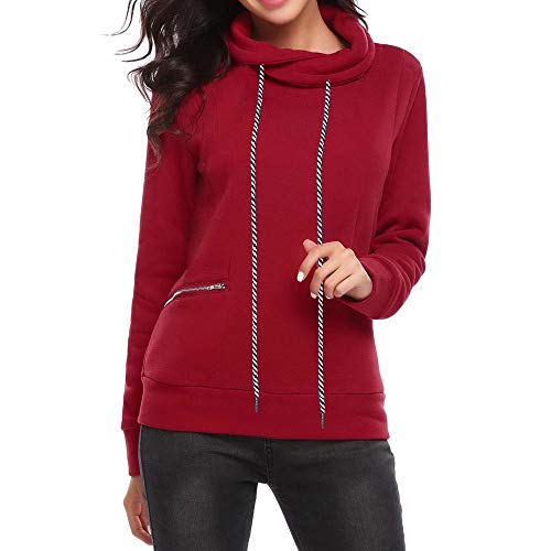 AOJIAN Women Hoodie Long Sleeve Hooded Stand Collar Zipper Solid Casual Sweatshirt Pullover