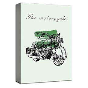 The Motorcycle Powerful Green Painting Artwork for Framed