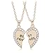 Ximei Two Tones Available BFF Best Friend 2 Pieces Heart Split Puzzle Pendant Necklace (Gold-Plated-Base)