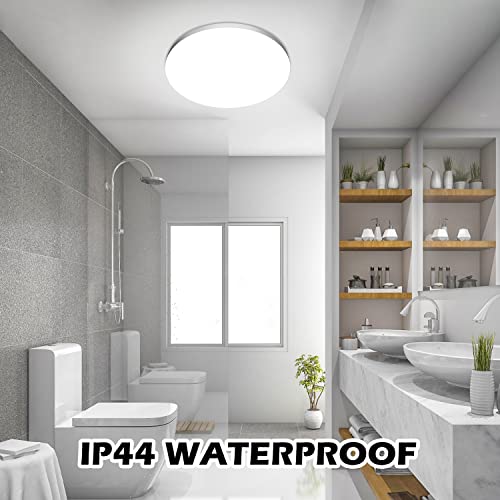 OUILA LED Ceiling Light 24 W, Ceiling Lamp 6500 K 2000 LM Bathroom Ceiling Light IP44 Waterproof Round Ø28 cm Modern LED Chandelier Ceiling Light for Bedroom, Kitchen, Living Room, Balcony
