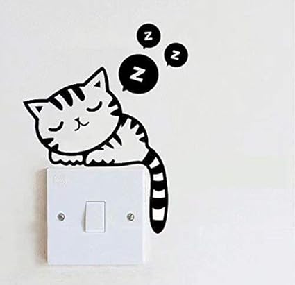 Chat Autocollant Mural Interrupteur Decorations Chambre De Bebe Stickers Noir Decorations Murales Bebe Puericulture Schoolofbabywearing Com