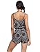 Patterned Front Lace Up Sleeveless Romper Black Size S