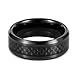Tungsten Wedding Bands, Will Queen 8mm Beveled Black Carbon Fiber Inlay Men's Rings Top Polished Finish