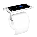 Toilet Paper Holder Stand Bathroom Shelf Paper Towel Holder Toilet Roll Holder Hanger and Mobile Phone Holder made by SUS 304 Stainless Steel for Bathroom, Kitchen, Toilet (Brushed)