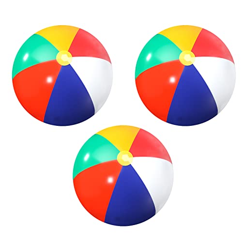 Beach Balls Bulk 3 Pack, Beach Balls 24 Inch Rainbow Beach Balls for Kids & Toddlers Summer Beach Party Favors