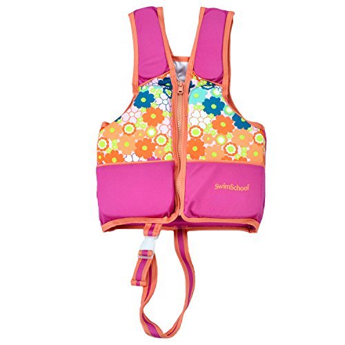 Swim School- Confidence Building System Girls Printed Swim Vest with Safety Strap, Small/Medium by Swim School- Confidence Building System