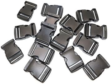 JustThread Flat Side Plastic Buckles - 3/8 5/8 3/4 1 1.25 1.5 2 inch - Multi-Color, Black - Bulk Value Packs - Suitable for Crafts & DIY (1.25 inches (pack of 50), Black)