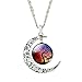 JIAYIQI Women Colorful Art Tree Necklace Half Moon Chain Statement Necklace