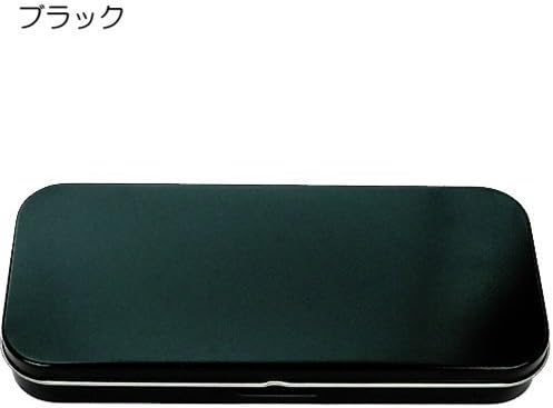 Stead Fast Metallic Color Flat Tin Pen Case w/ Alphabet Stickers Black
