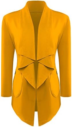 Womens Long Sleeve Open Front Fleece Cardigan Coat (XX-Large, Yellow)