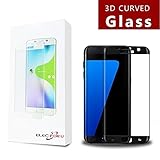 S7 Edge Screen Protector, ElecForU 3D Curved Edge Full Screen Coverage Tempered Glass Screen Protector Film for Samsung Galaxy S7 Edge 4G LTE 2016 ( Black Onyx)