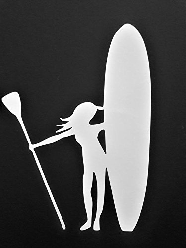 Stand Up Paddle Board SUP Vinyl Decal Sticker|WHITE|Cars Trucks Vans SUV Laptops Wall Art|5.5